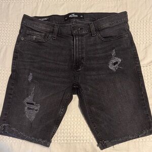 Hollister Men's Dark Gray Ripped Jean Shorts